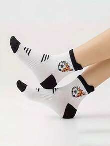 5 Pairs Women's Sports Ankle Socks, Breathable Cartoon Short Socks - Multicolor - View 2