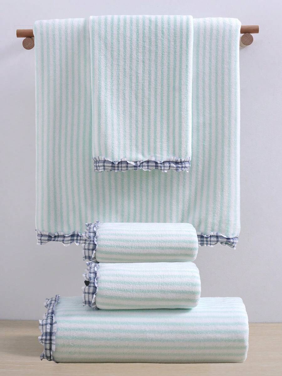 QIBHI 1/2/3 cái tùy chọn, khăn tắm san hô mềm mại thanh lịch nhanh khô nhún ren sọc tươi/khăn, khăn mặt san hô mềm mại phong cách nữ tính nhanh khô, khăn tắm biển, sợi microfiber siêu thấm hút, phù hợp cho phòng tắm, khách sạn, phòng gym, du lịch, quà tặng, salon, bãi biển, trường học, tựu trường, du lịch, phụ kiện du lịch, đồ dùng thiết yếu cho gia đình, khăn, chăm sóc da - Nhiều màu - Xem 1
