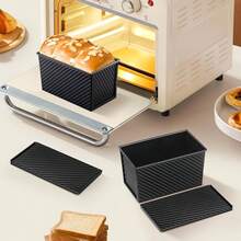 1 pièce Moule à pain en acier au carbone premium de 530 g - Revêtement anti-adhésif avec design texturé pour une croûte parfaite, idéal pour la cuisson de pain et gâteaux de Thanksgiving, forme rectangulaire - Multicolore - Voir 10
