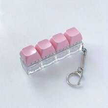 1pc 4-Key Keyboard Keychain Stress Relief Toy, Finger Keyboard Toy, Multiple Colors Available, Tension/Pressure, Unisex Keycap Keychain Pendant Decoration - 黑色 - 查看 7