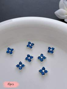 10pcs Clover Nail Art Charms, Summer Dopamine Metallic Color Nail Accessories, Suitable For Multi-Functional Nail DIY Decoration - Multicolor - View 11