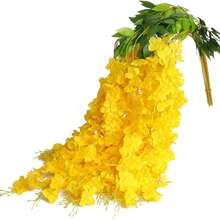 1/6/12 bông hoa dây leo tử đằng màu tím nhân tạo - Màu vàng - Xem 5
