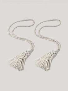 Minimalist Tassel Curtain Tie Backs, Curtain Clips, Suitable For Bedroom, Living Room, Kitchen Home Decor - White - View 4