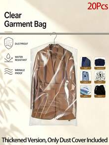 20 Peças Conjunto de Sacos para Roupas, Sacos de Roupas à Prova de Poeira Transparentes com Zíper, Sacos de Armazenamento, Protetores de Roupas, Sacos de Armazenamento Suspensos | Sacos Organizadores, Adequados para Lavanderia a Seco, Armazenamento Doméstico, Sem Necessidade de Energia, Proteção de Roupas - Multicolorido - Visão 12