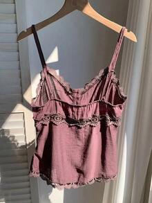 Top de mujer de unicolor, adecuado para el verano - Marrón - Ver 2