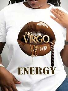 Camiseta Oversize con Estampado ENERGY BIG VIRGO, Manga Corta, Cuello Redondo, Estilo Casual, Adecuada para Verano y Primavera, Ropa de Mujer - 220g JZ0Y - Blanco - Ver 10