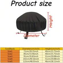 1 pieza Cubierta circular para fogata - Disponible en 3 tamaños (Negro), Fabricada con tela Oxford 300D de alta calidad, Resistente, Con cierre de cordón ajustable en la parte inferior; Hecha de tela premium suave, duradera, a prueba de polvo y resistente al agua, que soporta fácilmente el polvo, la grasa y el desgaste diario - Negro - Ver 3