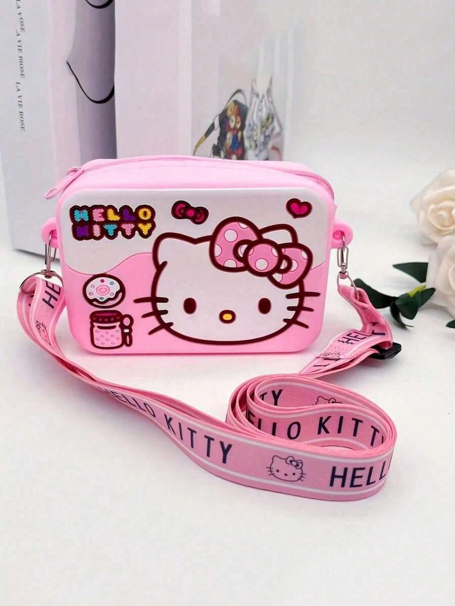 1 Túi đeo chéo Sanrio hình Hello Kitty hoạt hình, ví đựng tiền xu bằng silicon, túi xách dễ thương, ví mini chống nước ngộ nghĩnh. - Nhiều màu - Xem 1