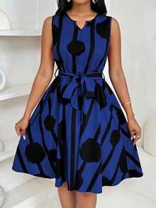 Vestido de talla grande para mujer - Azul - Ver 5