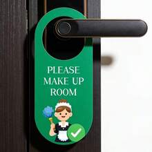 2pcs 2D Flat "Do Not Disturb" & "Please Clean Room" Signs | PVC Handle Tags, Suitable For Hotel, Motel, Airbnb Rooms, Modern Style - A - View 2