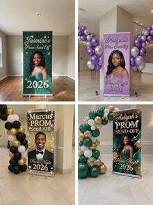1pc - Customized Banner, Personalized Photo Polyester Banner. Customized Wedding Photo Text Poster, Customized Unframed Canvas Graduation Poster, Wedding Welcome Poster, Customized Birthday Party Poster, Wedding Welcome Sign Template - Multicolor - View 6