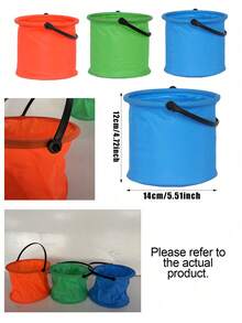 3pcs Foldable Buckets, Portable Beach Folding Bucket, Small Colorful Fishing Bucket, Lightweight Collapsible Water Bucket, Practical Foldable Water Container Suitable For Painting, Camping, Fishing, Beach, Garden, Pool, Hawaii Party, Beach Party, Available In 3 Colors - A - View 10