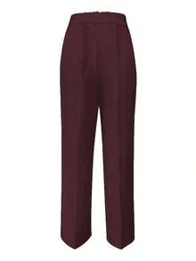 Pantalones rectos de unicolor versátiles y de moda, color blanco, para primavera - Borgoña-2 - Ver 3