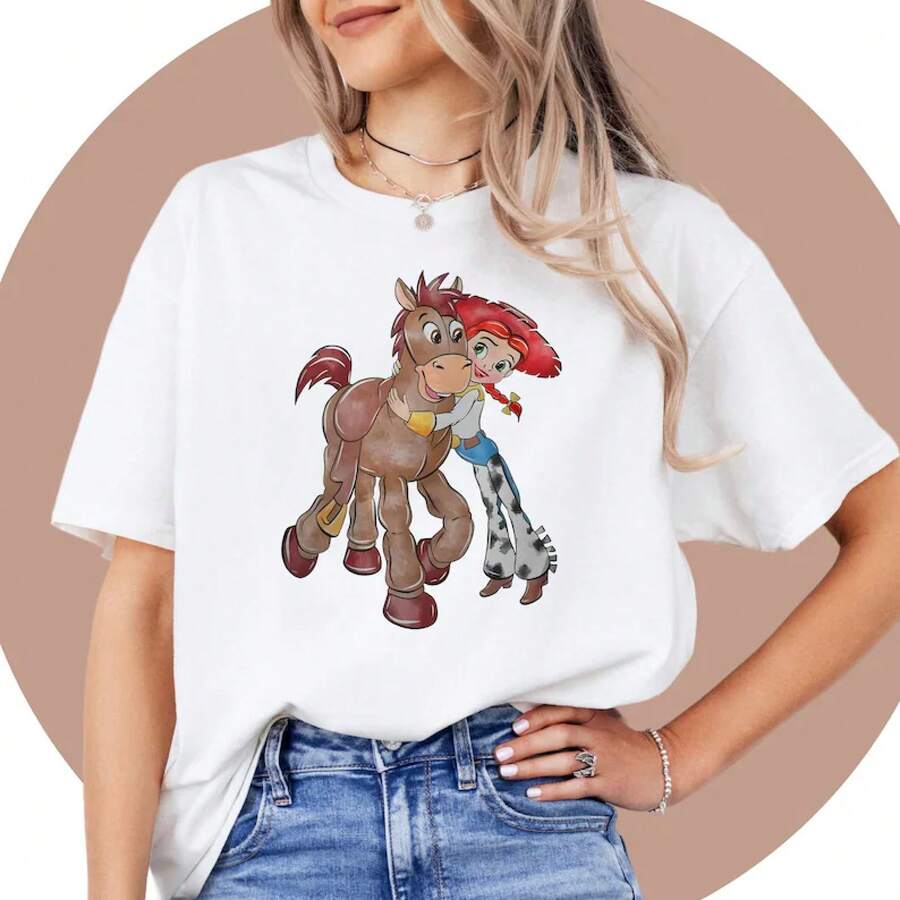 Toy Story Tshirt Buzz Lightyear Shirt Disney Family Oversized Ultra Loose 100% Cotton For Women, Lightweight Airy Material Perfect For Hot Summer Days - 白色 - 查看 1