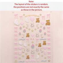 3pcs 17 Pro/Promax Camera Lens Protector, Cute Bear Theme DIY Decorative Sticker Set, Includes Sticker Base And Camera Protective Film - Clear - View 12