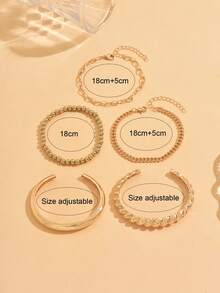 Bộ 5 vòng tay hạt cườm thời trang, vòng tay dây xích CCB thủ công, thiết kế tối giản, phù hợp cho nữ giới đeo riêng hoặc phối cùng trang phục hàng ngày, dự lễ hội âm nhạc, tiệc tùng, ăn tối. - Vàng - Xem 4