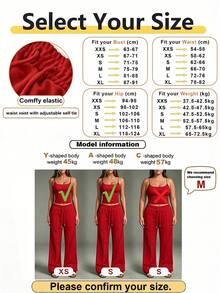 Casual Versatile Solid Color Camisole & Sweatpants Set Summer Red Elegant - Red - View 5