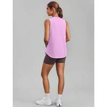 PINSPARK Workout Tops For Women Sleeveless Athletic Tank Tops UPF 50+ Running Tanks With Side Slits Loose Fit Gym Yoga Shirt - Light Pink - View 2