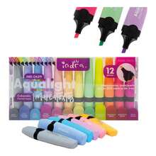 Set De Marcatextos Indra Aqualight Punta Cincel 12 Pzs - Multicolor - Ver 1