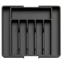 1pc Expandable Kitchen Drawer Cutlery Organizer Box, Adjustable Utensil Storage Tray, Multi-Function Knife Fork Spoon Holder, Black Medium Size - Multicolor - View 11