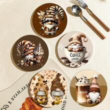 6pcs Set Vintage American Style Wooden Coffee Cup Coasters, Creative Coffee Lover Printed Heat Insulation Non-Slip Desk Coasters - Wood-coaster - View 4