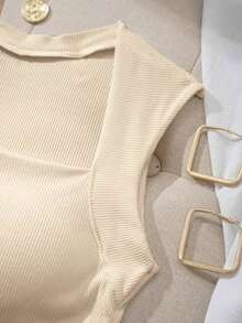 paquete de 3 Tops de tirantes para mujeres con cuello cuadrado acolchado, sin sujetador, ajuste delgado - Multicolor 4 - Ver 8