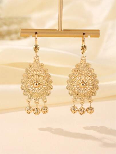 1 Pair Delicate Women's Earrings, Leaf Tassel Design, Vintage Palace Style, Bridal Wedding Party Dangle Earrings, Holiday Event Earrings, Earring Hooks