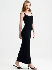 RoseArya Elegant Stretchy Long Strap Dress - Black - View 6