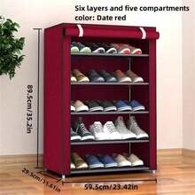 9-Tier Dust-Proof Shoe Rack, Large Capacity Fabric Shoe Cabinet, Portable And Sturdy Shoe Shelf, Suitable For Entryway, Bedroom, Closet, Hallway, Can Hold Sneakers, Slippers, Boots, Practical Home Storage Gift - Multicolor - View 5