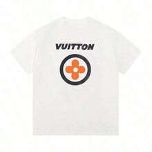 Replica T-Shirts IV Summer 2026, Vintage Floral And Letter Print T-Shirts, 100% Cotton, Short Sleeve Couple T-Shirts (Men And Women), Couple Clothing For Everyday Autumn Wear - 白色 - 查看 7