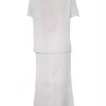 V-Neck Minimalist Shirt And Skirt Set - White - View 4