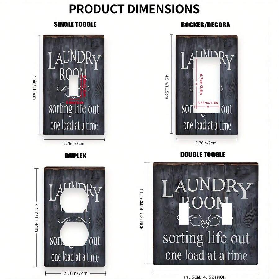 Fun Laundry Theme Light Switch Cover, Indoor/Outdoor Decorative Wall Plate, Suitable For 1 Or 2 Gang Switches, Ideal For Bedroom, Kitchen, Bathroom, Home Kitchen - A - View 1