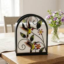 1/2pcs Modern Style Vertical Acrylic Tissue Box Holder. Elegant Hummingbird Floral And Dragonfly Pattern Design. Suitable For Dining Table, Kitchen Counter And Living Room. Artistic Tissue Paper Dispenser Desktop Decor And Home Accessory. - Multicolor - View 6