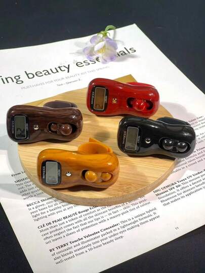 Contador de anillos electrónico de grano de madera vintage de varios colores, contador digital de estilo zen de madera falsa, modelo luminoso con reinicio de un solo botón, adecuado para rezar, meditación, contador compacto inspirado en el zen, opciones de varios colores, gran regalo