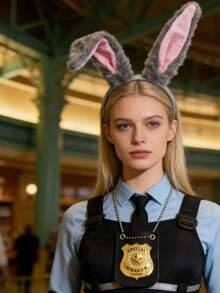 Grey Rabbit Ears Judy Police Badge, Police Costume Set, Suitable For Adult Costume Role Play Holiday Occasion Props,Party - Multicolor - View 3