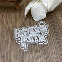 1Pc Words Cutting Die For Scrapbooking - Durable, Cut Stencils For DIY Scrapbook Photo Album Decorative Paper Card, Card Making Supplies Party Wedding Decorations (Happy Birthday - Silver-white - View 6