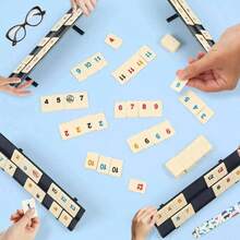 1 Set, Juego de Rummy, Juego de Rummy de Tamaño de Viaje, Con Bolsa de Lona Duradera, Juego de Rummy Familiar Clásico, 106 Fichas, 4 Soportes, (2-4 Jugadores), Juego de Rummy de Tamaño de Viaje - Multicolor - Ver 1