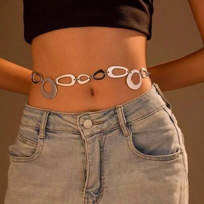 Dây đeo eo hình tròn bằng kim loại kiểu cổ điển, dây đeo eo đa năng thời trang để trang trí váy và áo sơ mi, hợp kim kẽm chấm bi kiểu retro.