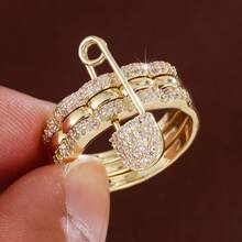 1 chiếc nhẫn nữ thời trang thiết kế lượn sóng có thể tháo rời, đính đá Cubic Zirconia. - Nhiều màu - Xem 6