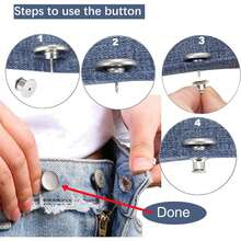 10 chiếc cúc quần jeans, cúc kim loại tháo rời 17 mm, tự làm, có thể thu gọn, điều chỉnh được, cúc bấm để sửa chữa quần tây, áo khoác. - Bạc - Xem 5