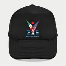 North America Flags V Shape Glitch 26 Soccer World Cup 2026 - World Cup 2026 - Hat Unisex Black Mesh Baseball Cap With Breathable Back Panel, Structured Front Crown, And Adjustable Strap. Lightweight, Quick-Dry, And Sun-Protective. Classic Solid Black Design, Versatile For Daily, Outdoor, Sports. One Size Fits Most. - 黑色 - 查看 2