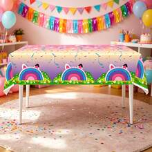 Gabby's Dollhouse 1 bộ khăn trải bàn dùng một lần màu hồng dễ thương chủ đề nhà búp bê Gabbie cho tiệc sinh nhật - Nhiều màu - Xem 1