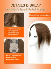 Women's Human Hair Hair Topper With Side Bangs, New Upgraded Version, Fluffy And Lightweight, Suitable For White/Gray Hair, Covers Thinning Hair And Adds Volume, Lightweight And Seamless, Silk Base, Clip-In Hair Topper, Realistic Scalp Piece, Christmas Gift - S4 - View 5