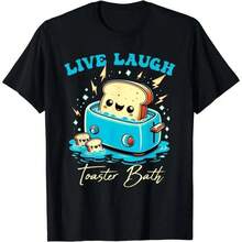 Humor Bread Live Laugh Toaster Bath Camiseta con Diseño Divertido de Pan CT1 ROHC - Negro - Ver 1