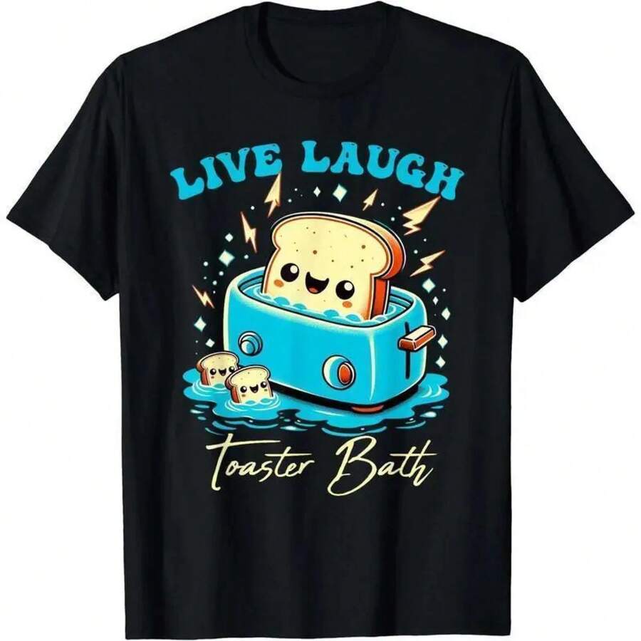 Humor Bread Live Laugh Toaster Bath Camiseta con Diseño Divertido de Pan CT1 ROHC - Negro - Ver 1