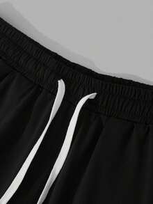 (2-Piece Outfit) Gator Chomp Pattern T-Shirt And Sports Shorts Set, Men's Round Neck Short Sleeved Sports Shirt+Drawstring Shorts, Casual And Comfortable, Suitable For Festivals, Back To School, Streets, Outdoor Leisure, And Vacations - trắng + đen - Xem 6