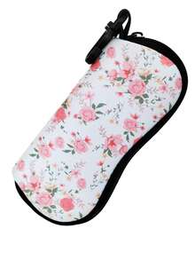 1 pièce Étui à lunettes zippé avec imprimé 3 singes pour femmes, pochette portable en néoprène souple pour lunettes de mode, cadeau idéal pour les voyages, les sports et les activités de plein air - Nouvel étui à lunettes imprimé amélioré - Voir 6