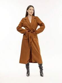 Women's Max Long Overcoat In Brushed Wool Hbd Plus - Sbt-005 - Camel - View 1