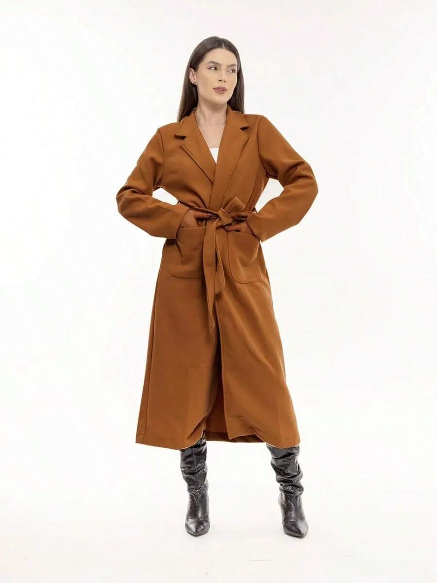 Women's Max Long Overcoat In Brushed Wool Hbd Plus - Sbt-005 - Camel - View 1
