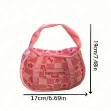 1 pieza Juguete de perro de peluche de poliéster duradero - Hueso rosa lindo con chirrido, bolsa de masticación dental interactiva apta para todas las razas y tamaños de perros, regalo perfecto para mascotas - Multicolor - Ver 2